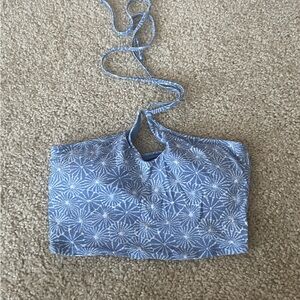 Aerie Blue Tie Front Backless Crop Top